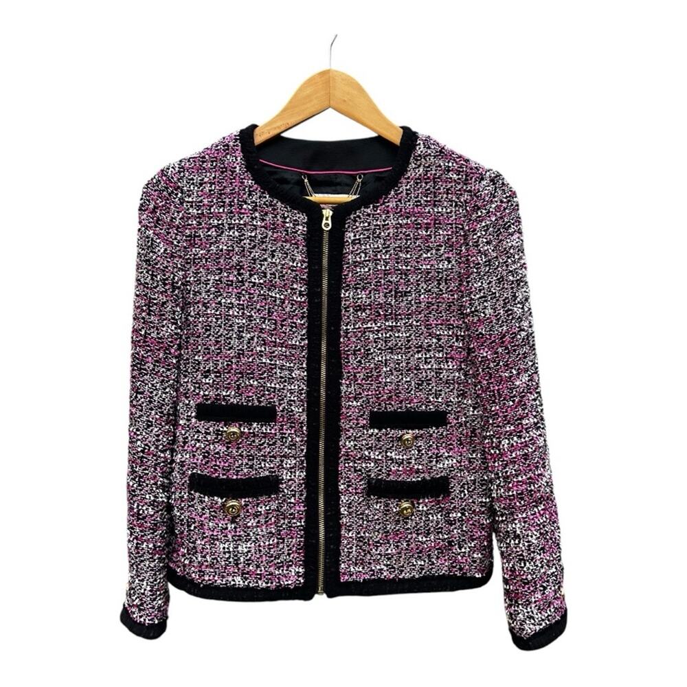Juicy Couture Women’s Chic Tweed Jacket - Pink and Black Size 6